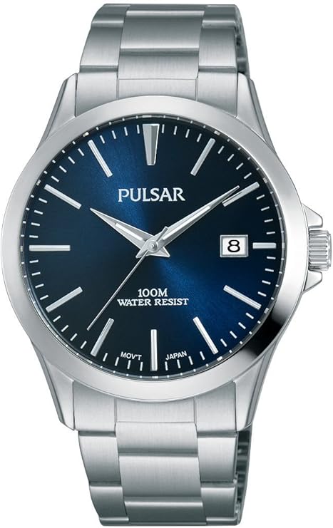 pulsar quarz herren-uhr edelstahl mit metallband